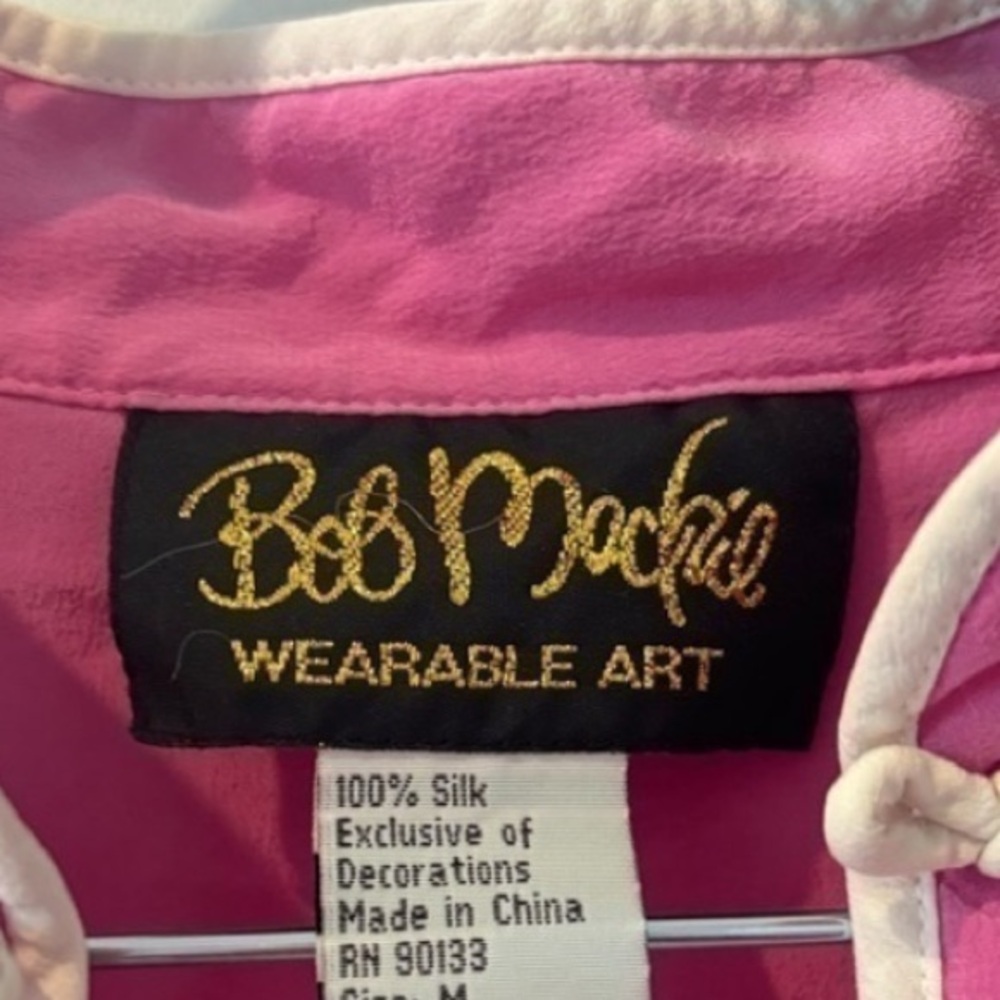 Bob Mackie Large Pink Embroidered Button-Up Blouse - Picture 2 of 2